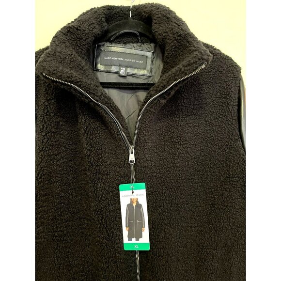 Marc NY Andrew Marc Sz XL Black Coat Tunis Faux Sherpa Midi Jacket NWT - Picture 5 of 9